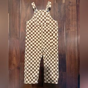 Kids Checkered Brown and Cream Overalls